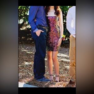 multicolor sequin hoco dress